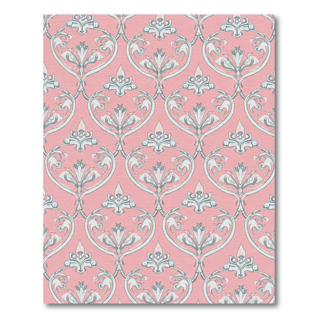 Pink Gray Ornate Damask Vines Rug