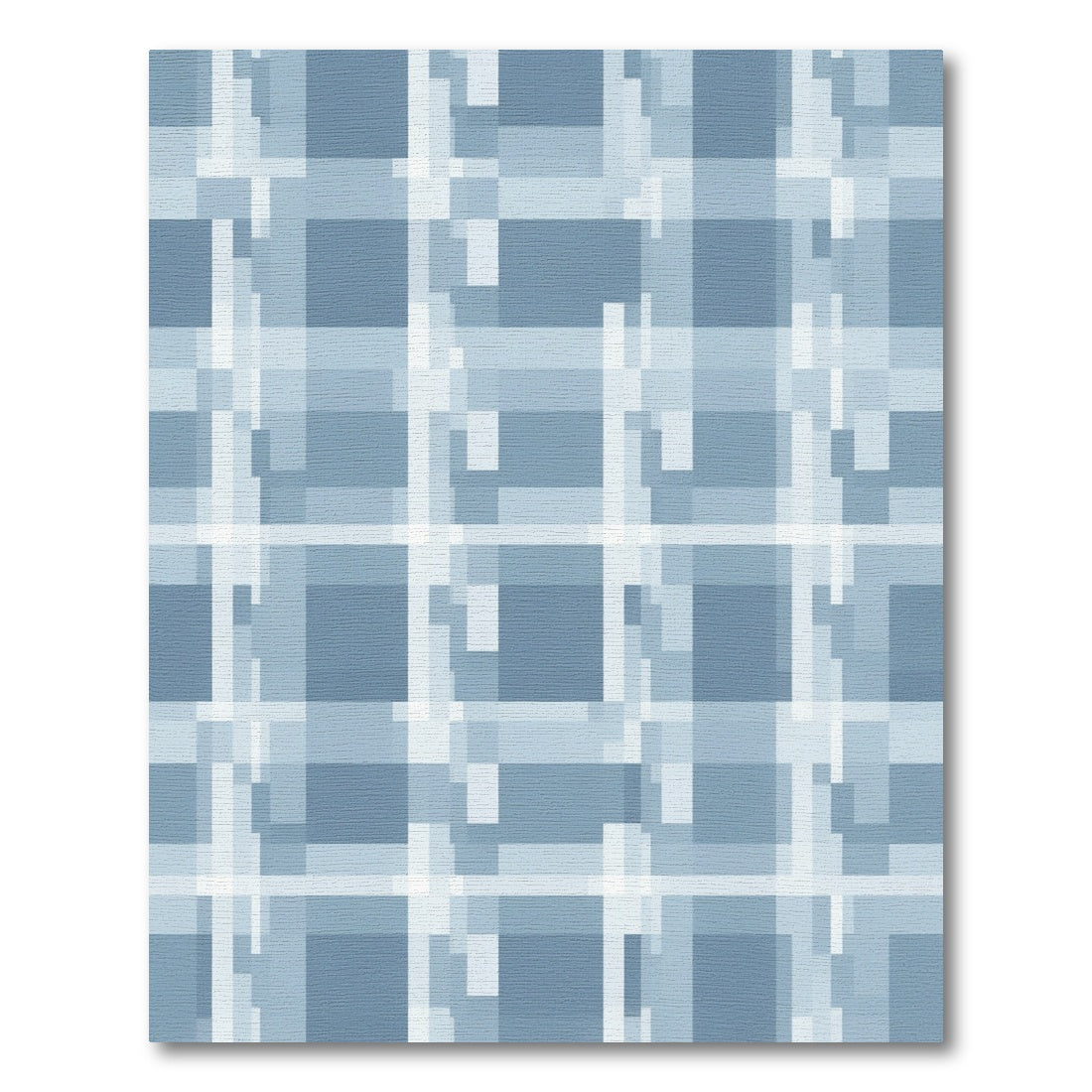Contemporary Blue Plaid Grid Rug