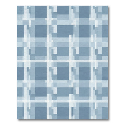 Contemporary Blue Plaid Grid Rug