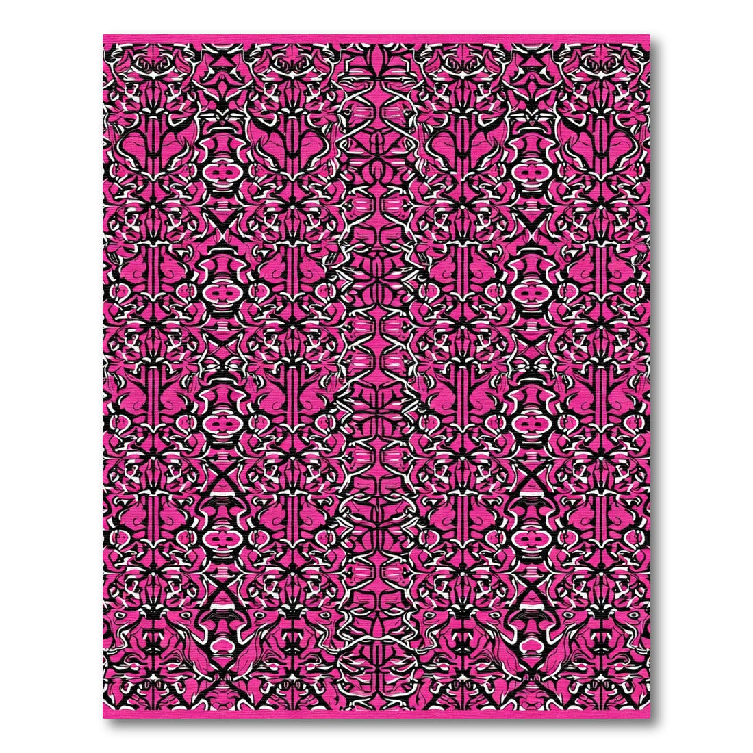 Vibrant Hot Pink Baroque Swirl Rug
