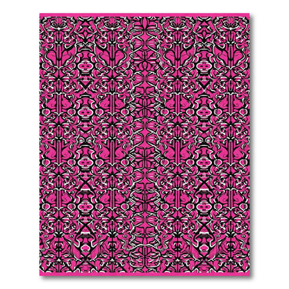 Vibrant Hot Pink Baroque Swirl Rug