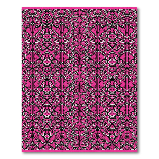 Vibrant Hot Pink Baroque Swirl Rug