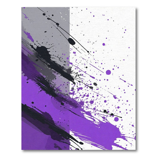 Vibrant Purple Black Splatter Splash Rug