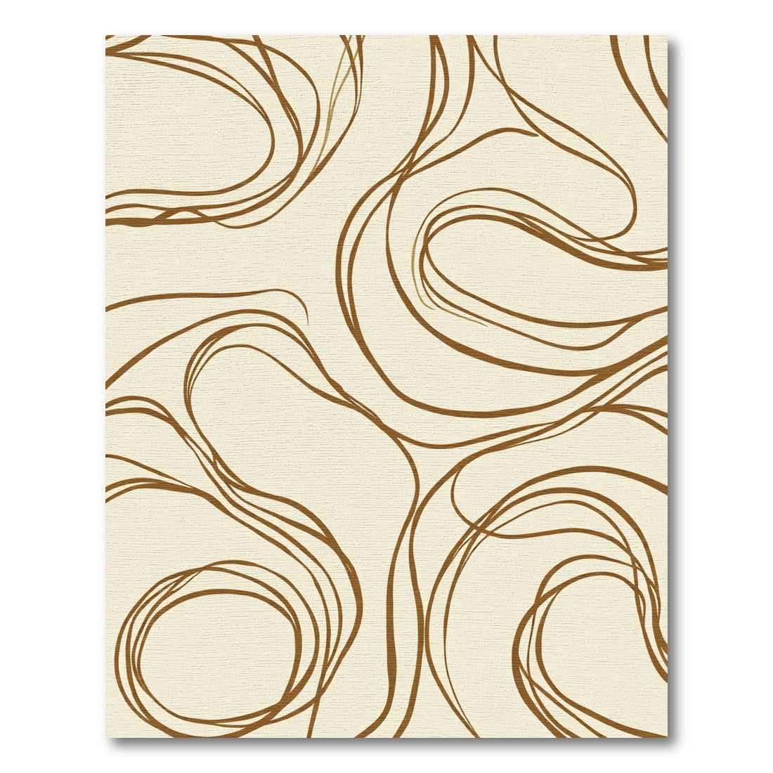 Abstract Brown Swirl Line Art Rug
