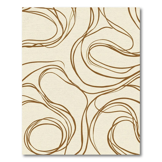 Abstract Brown Swirl Line Art Rug