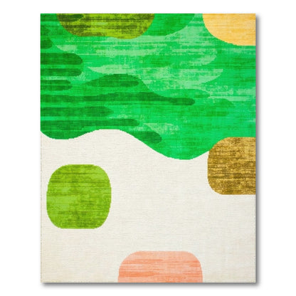 Green Abstract Wavy Area Rug