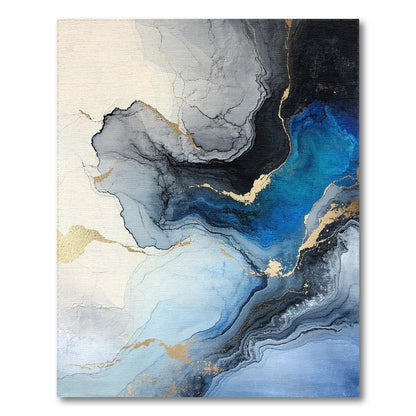 Blue and Teal Blue Teal Abstract Marble Area Rug