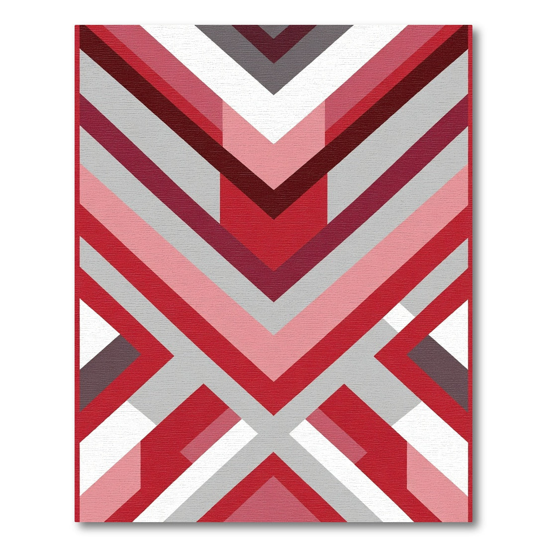 Modern Red Geometric Chevron Stripe Rug