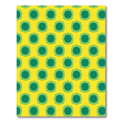 Golden Yellow Green Concentric Octagons Rug
