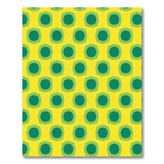 Golden Yellow Green Concentric Octagons Rug