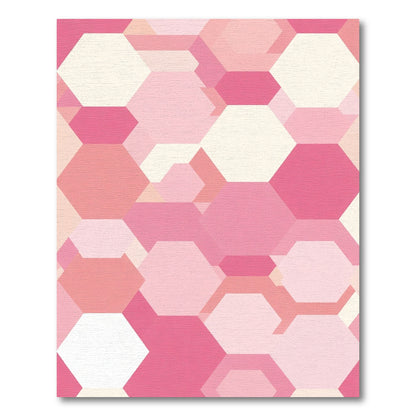 Pink Geometric Hexagon Layered Rug