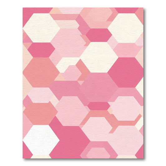 Pink Geometric Hexagon Layered Rug