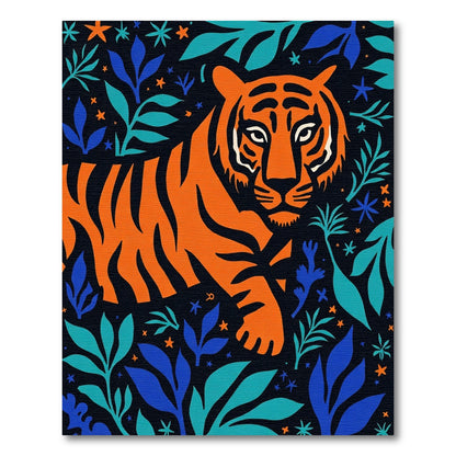 Bold Orange Tiger Jungle Scene Rug