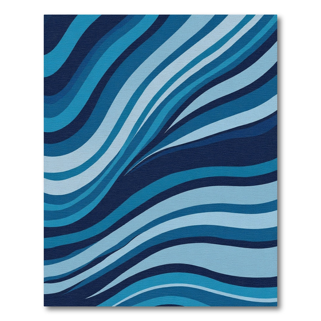 Deep Blue Ocean Wave Curves Rug