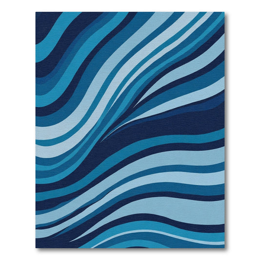 Deep Blue Ocean Wave Curves Rug