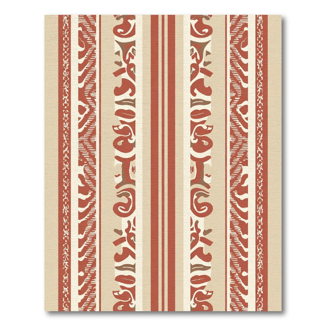 Terracotta Red Organic Stripe Border Rug