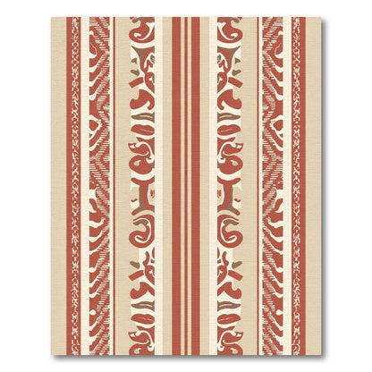 Terracotta Red Organic Stripe Border Rug