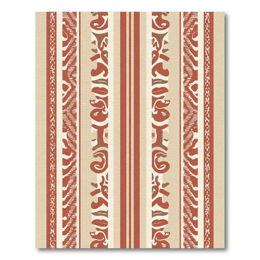 Terracotta Red Organic Stripe Border Rug