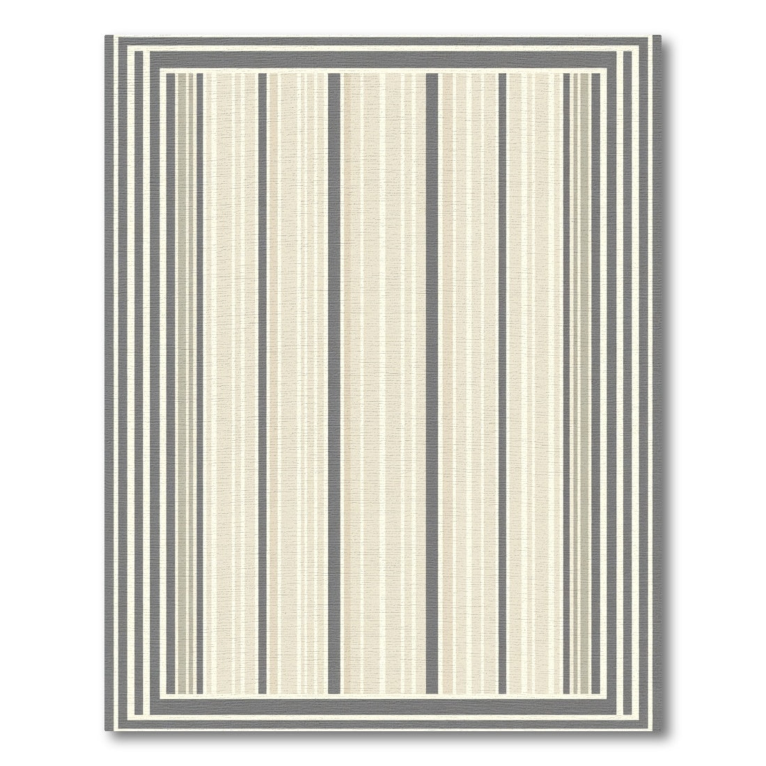 Neutral Stripe Border Geometric Rug