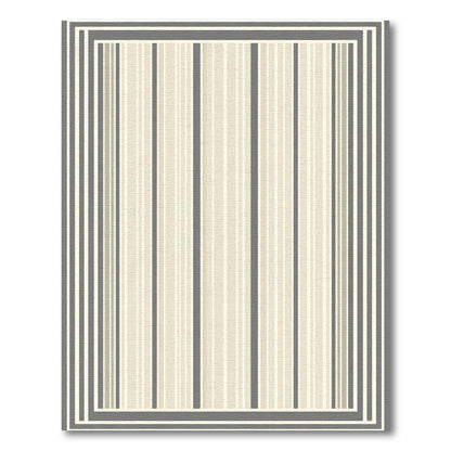 Neutral Stripe Border Geometric Rug