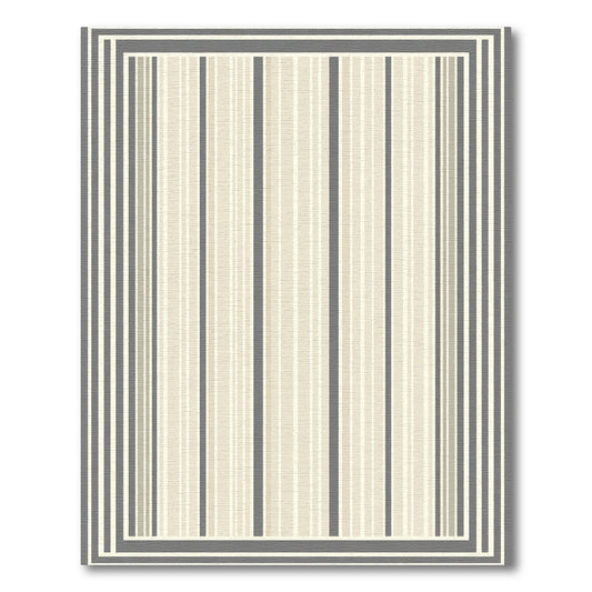 Neutral Stripe Border Geometric Rug