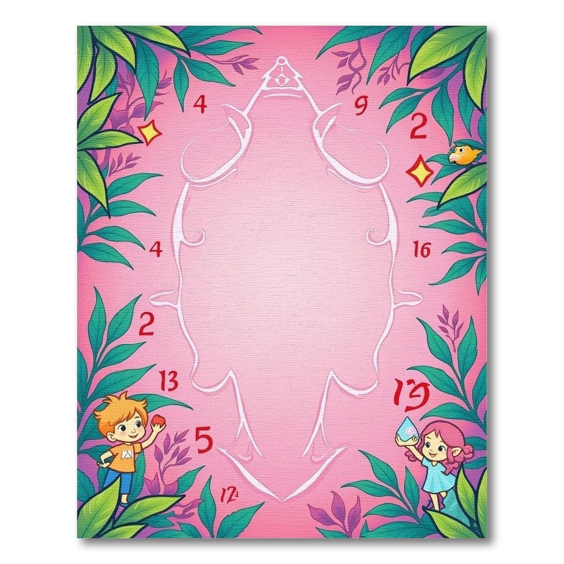 Pink Jungle Children's Fantasy Scene Rug