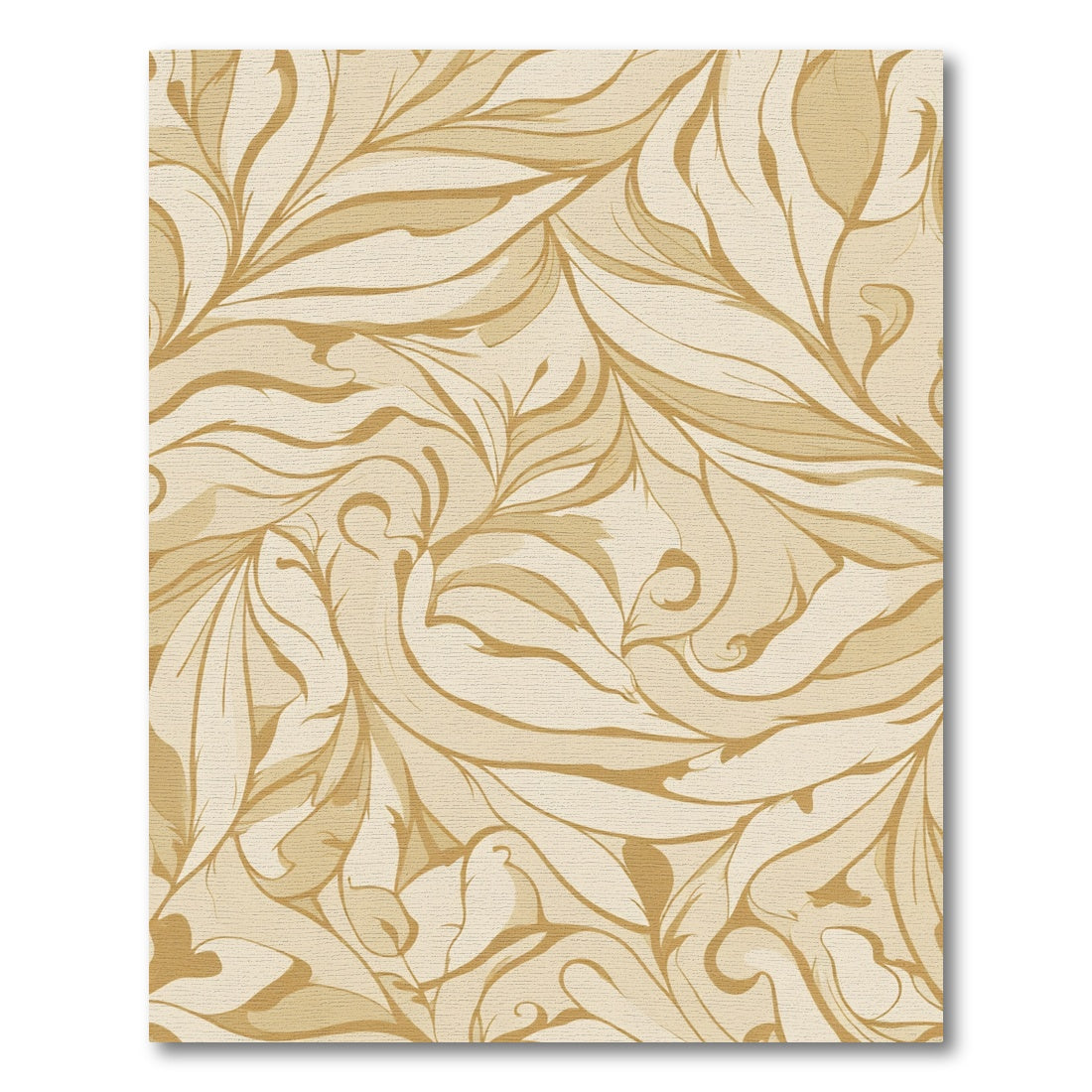 Light Gold Organic Swirl Foliage Rug