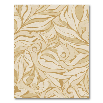 Light Gold Organic Swirl Foliage Rug