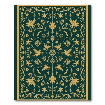 Golden Birds And Blooming Foliage Rug