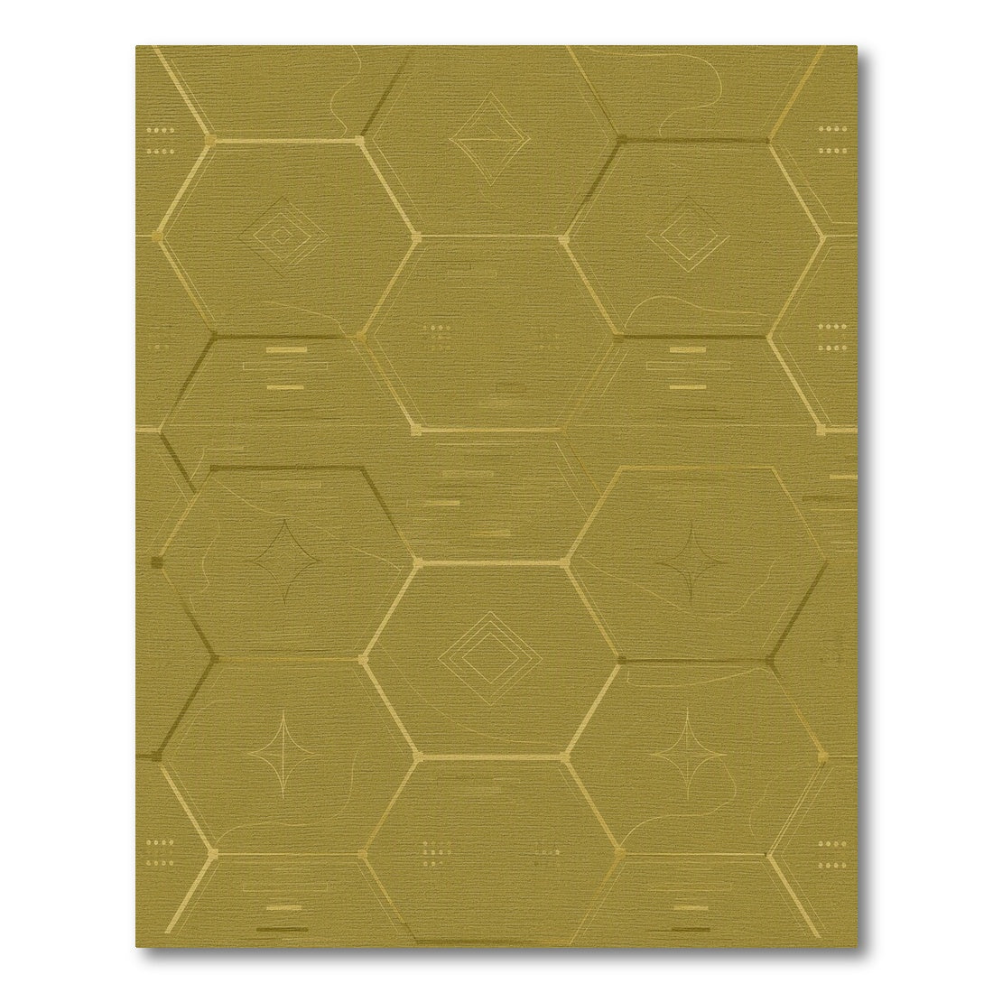 Green Hexagon Geometric Area Rug
