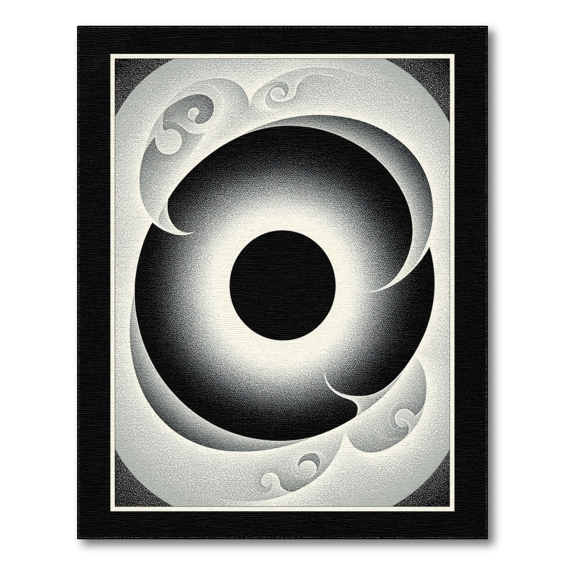 Black White Geometric Vortex Area Rug