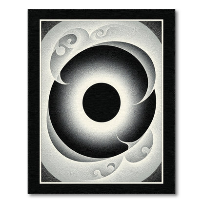 Black White Geometric Vortex Area Rug