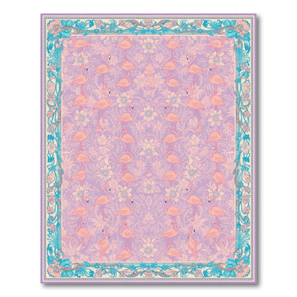 Floral Vintage Purple Flamingo Floral Area Rug