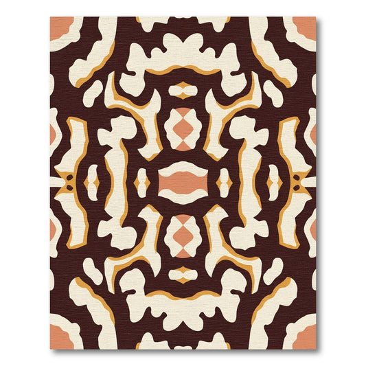 Abstract Cream Brown Orange Organic Forms Rug