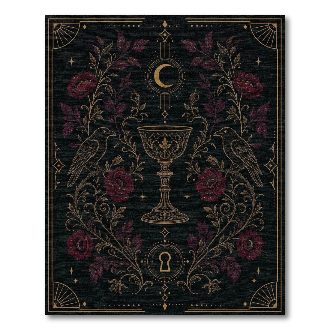 Mystic Raven Floral Area Rug