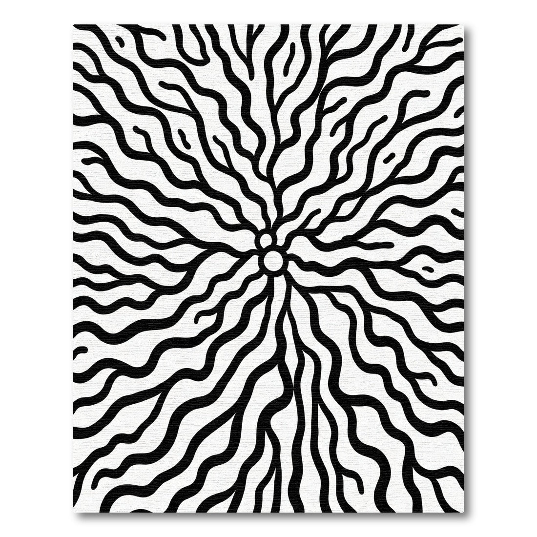 Black White Organic Branching Rug
