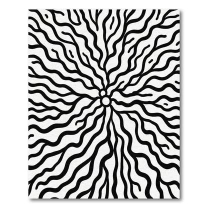 Black White Organic Branching Rug