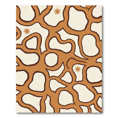 Retro Coral Organic Blob Starburst Rug