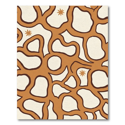 Retro Coral Organic Blob Starburst Rug