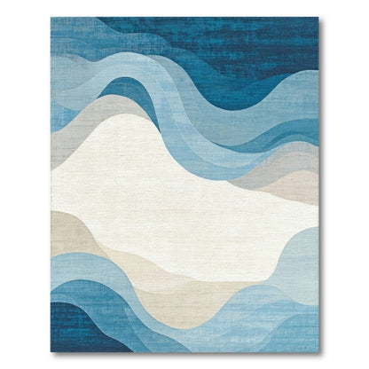 Blue Wave Abstract Area Rug