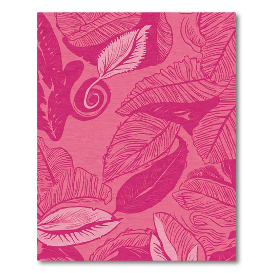 Fuchsia Tropical Leaf Swirl Rug