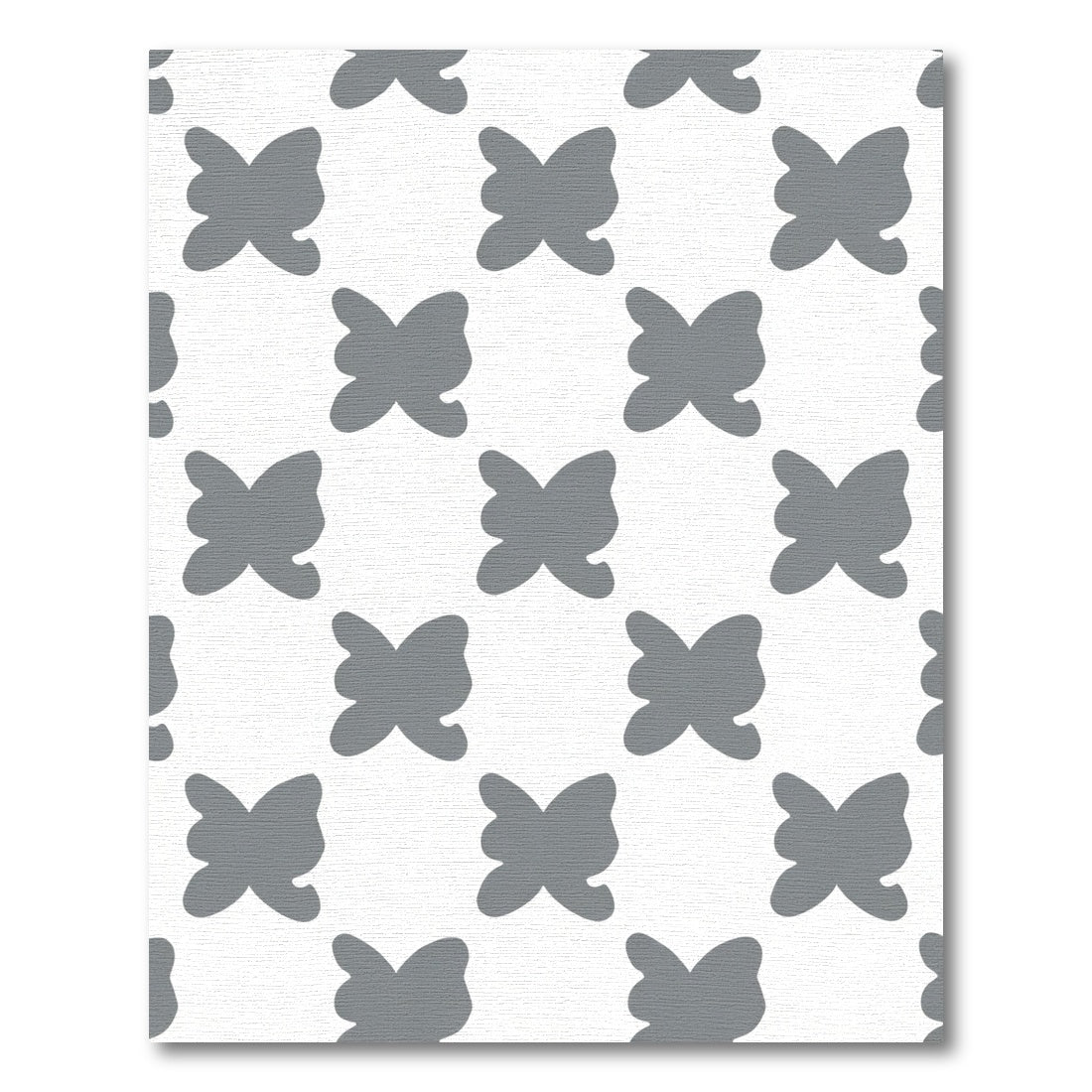 Neutral Gray Butterfly Tile Rug