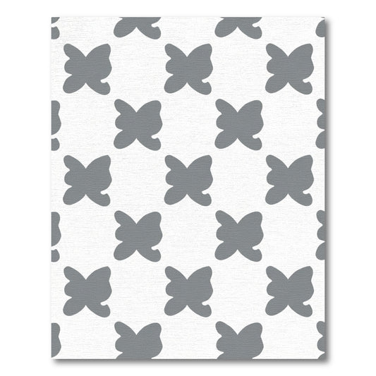 Neutral Gray Butterfly Tile Rug