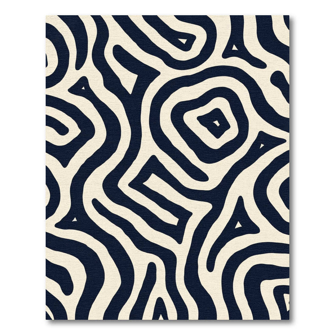 Bold Navy Cream Labyrinth Flow Rug