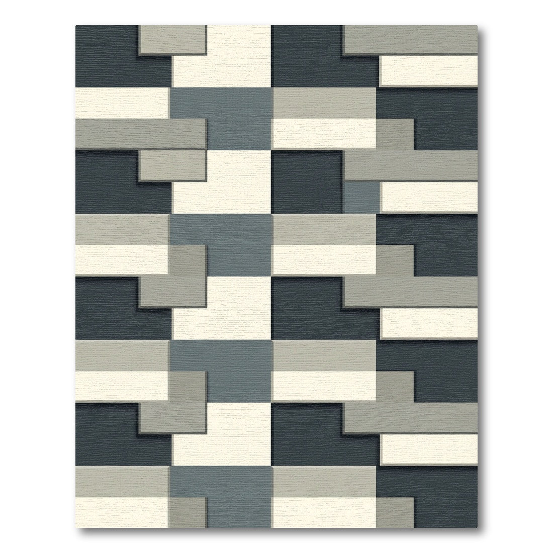 Modern Geometric Blocks Slate Grey Rug
