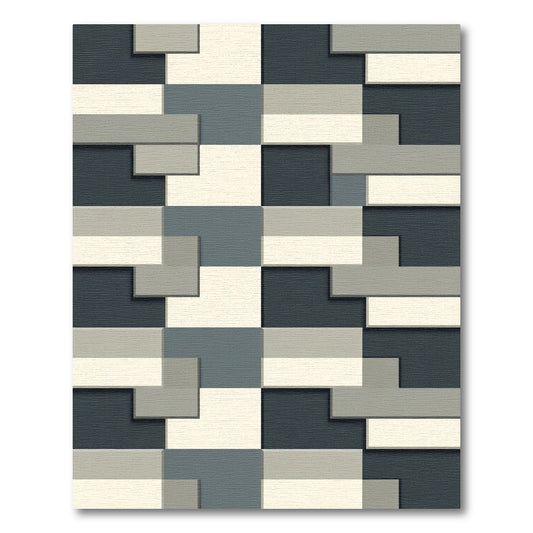 Modern Geometric Blocks Slate Grey Rug