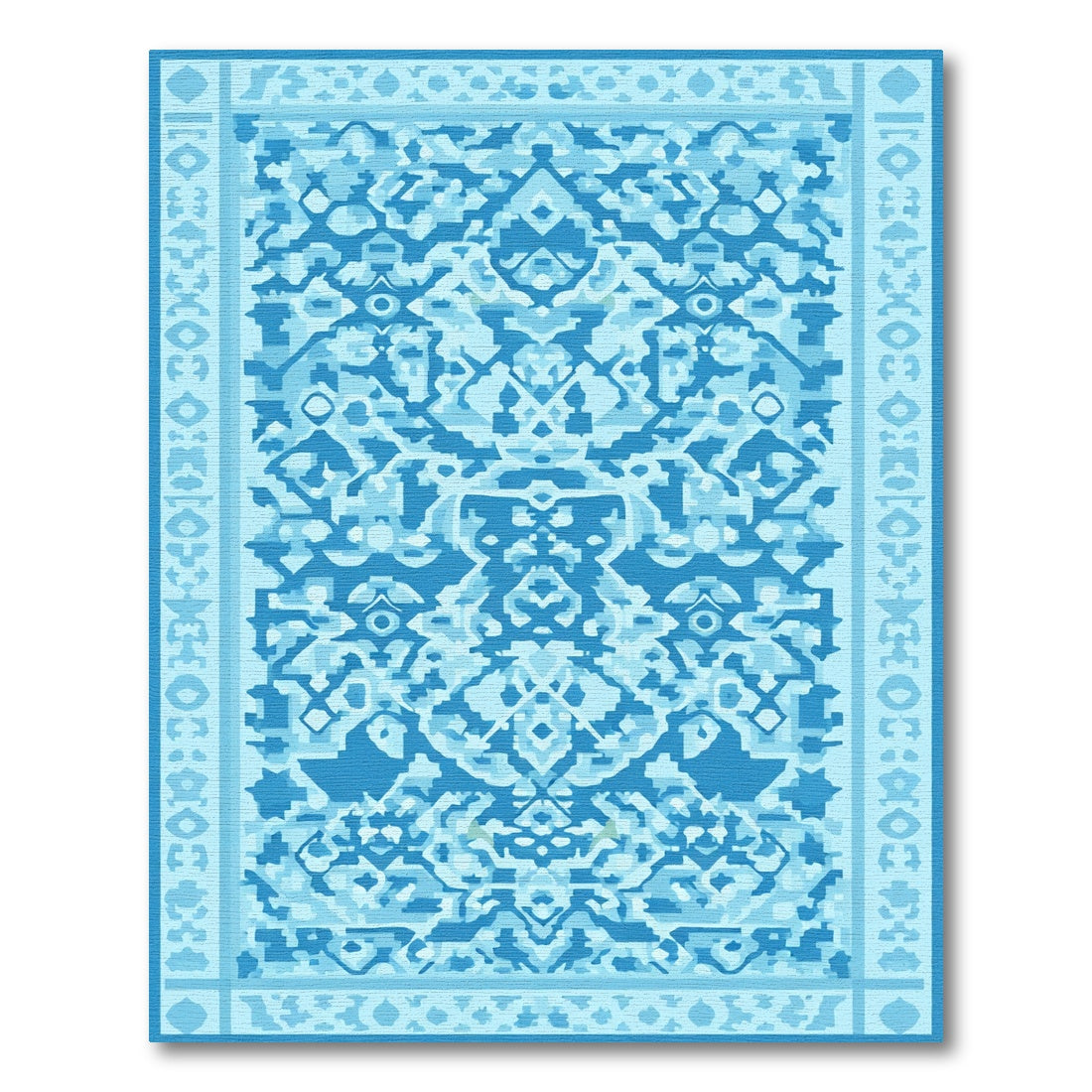 Deep Blue Intricate Medallion Geometric Rug