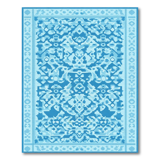 Deep Blue Intricate Medallion Geometric Rug
