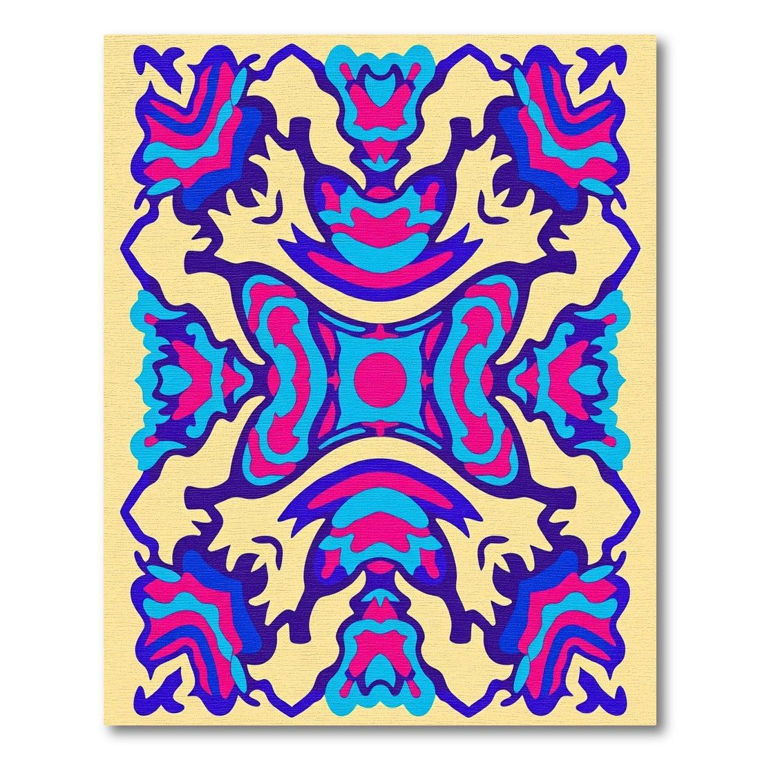 Psychedelic Pink Blue Organic Medallion Rug