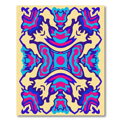 Psychedelic Pink Blue Organic Medallion Rug
